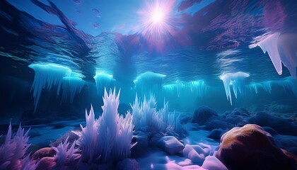 frozen brinicles forming a surreal icy underwater wonderland