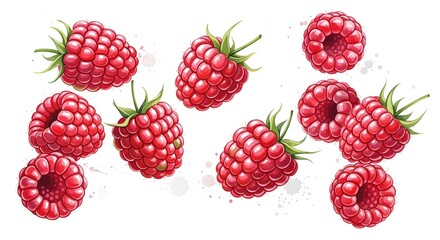 Fresh Raspberries Isolated on White