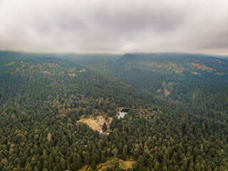 Caja de agua y paisaje boscoso en Nexcoalango, Estado de M&eacute;xico.