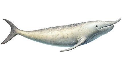 Obraz premium A serene beluga whale gliding gracefully through pale ocean waters in profile
