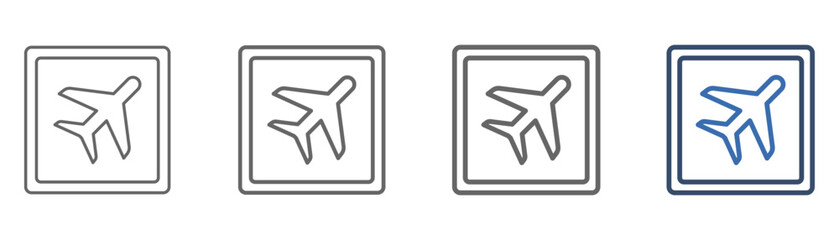 
outline icon set airport with airport and airplane design