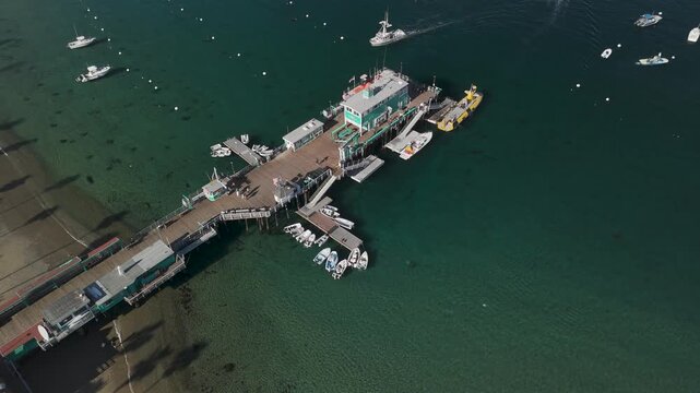 Fisherman Warf Sailboat Yacht Dock Pier Bridge in Avalon Village Catalina Island California