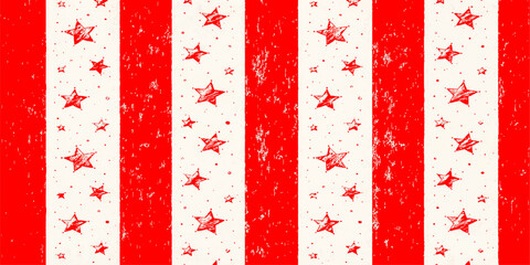 Fototapeta premium Seamless red and white striped background vector featuring a vintage Christmas holiday pattern with winter ornaments and festive gift ribbon texture for a decorative card design
