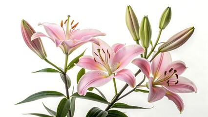 Pink Lilies Studio Portrait Flower Blossom Buds