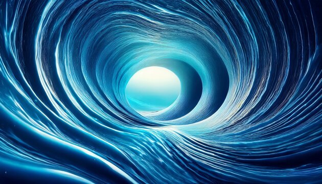mesmerizing blue wave tunnel abstract background - Powered by Adobe