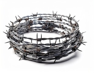 wide barbed wires isolated on white background