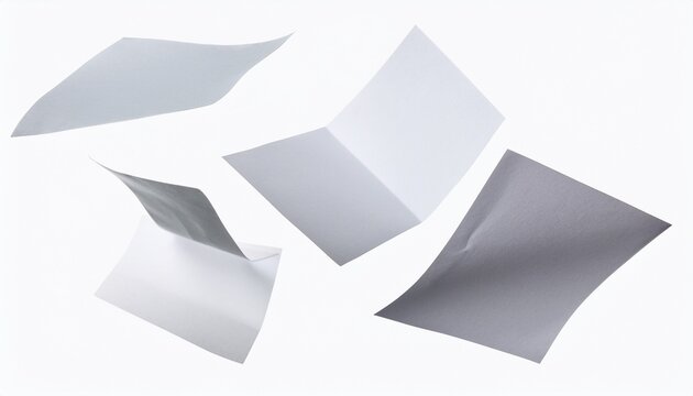 flying white paper isolated on white background falling white blank paper