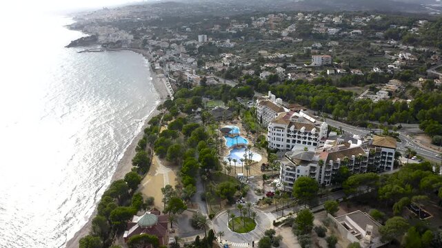 Apartments, luxury villas, and hotels on Playa de la Olla in Altea, Alicante, Spain. 