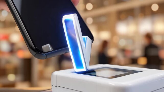 wireless payment transaction via mobile device with a successful tick mark nfc