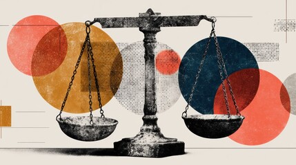 Governance Theme With Balance Scales Background for Academic Discussions and Presentations on Ethics and Law in Educational Settings