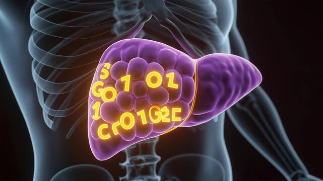 Animated visualization of glycogen breakdown to glucose in the liver