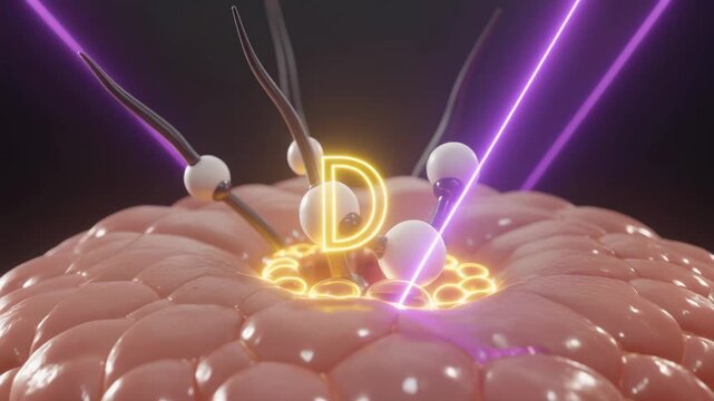 3D Animation: Vitamin D3 Synthesis in Skin Cells with UV Light