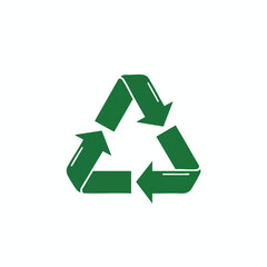 Obraz premium Green recycling symbol consisting of three curved arrows on a white background