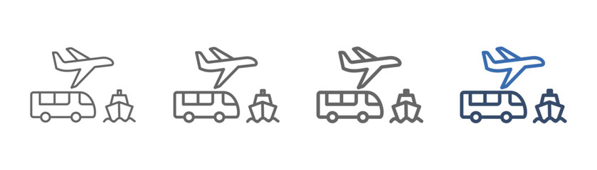 
outline icon set transportation with public transport design