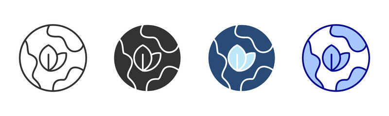 Earth Leaf Icon Set. Designed In Multi Style