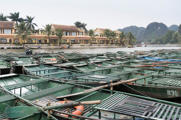 Traditional boats on a river in Vietnam