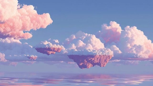 Floating Islands in Pastel Sky with Parallax Motion