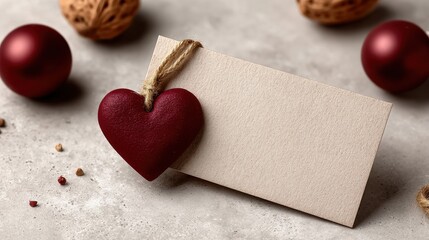 Valentine's Day corporate template, professional yet warm design with a stylized heart icon, space for text, palette: burgundy, gold