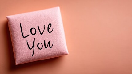 Valentine's Day modern layout, clean typography saying "Love You" in a sleek sans-serif font on blush background, minimalist