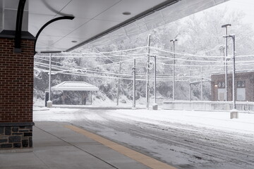 Wissahickon Transportation Center in Philadelphia during a snowstorm in December 2025