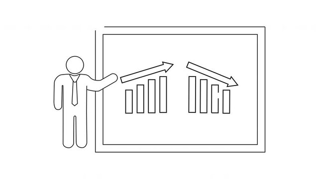 Business Presentation with Graph Outline Illustration.