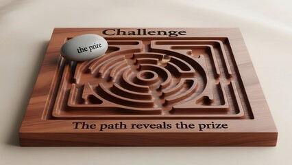 Wooden Maze Challenge with Prize and Path to Victory
