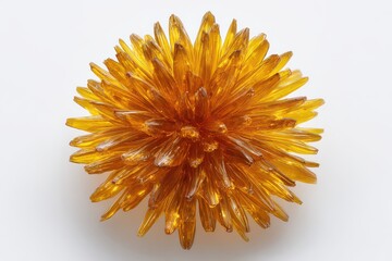 Radiant Amber Flower Sculpture Intricate Petals Glass Art Centerpiece Illuminated Clear Background Delicate Design Studio Shot Artistic Expression