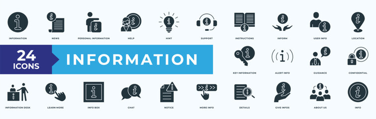 Information Icon Pack Glyph Style Illustration Vector
