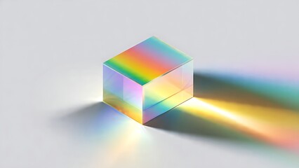 Realistic Prism Lens Photo Mockup with Rainbow Light Refraction
