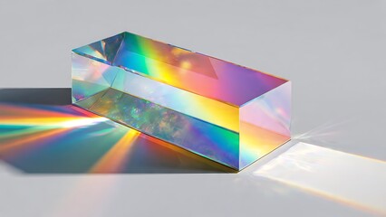 Realistic Prism Lens Photo Mockup with Rainbow Light Refraction
