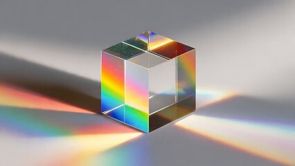 Realistic Prism Lens Photo Mockup with Rainbow Light Refraction
