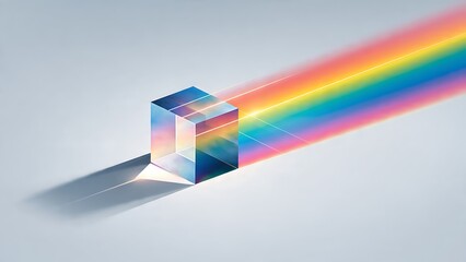 Realistic Prism Lens Photo Mockup with Rainbow Light Refraction
