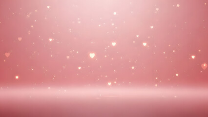 Soft Pink Abstract Background With Floating Sparkles And Copy Space
