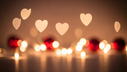 Romantic Candlelight Background With Heart Bokeh And Warm Glow
