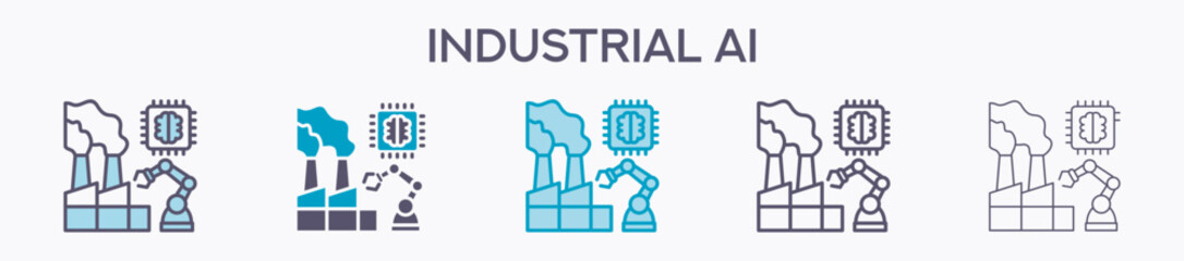 Industrial Ai Element For Design Graphic - Multi Styles. Vector Illustration Of Two Colored And Black. Multiple Icons Designs Can Be Used For Mobile, Ui, Web 