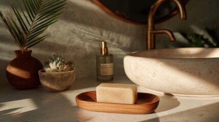 Natural Soap Bar in Modern Bathroom Setting