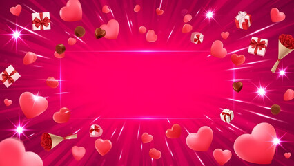 Valentines Day Explosion Background With Floating Hearts And Gifts