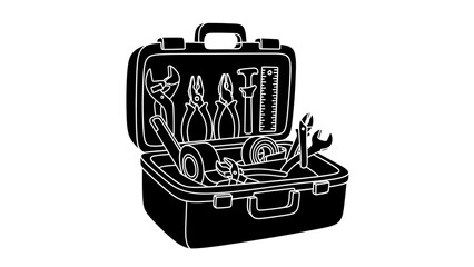 Silhouette toolbox with essential tools for repair and maintenance