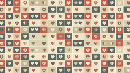 Seamless Valentine Heart Pattern Retro Love Tile Background