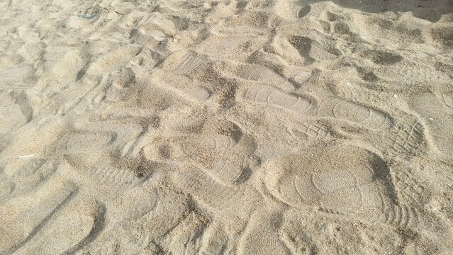 Close-up view of dry beach sand.
