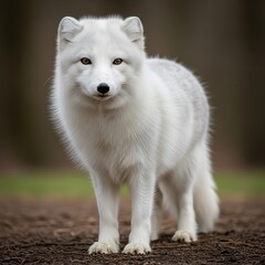 Naklejka premium Arctic Fox Stares Intently - A Winter Wildlife Portrait.