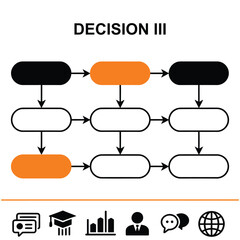 Professional business infographic and icon set. Includes recruitment journey, decision flowcharts, startup icons, and UI elements. Perfect for strategic planning and corporate presentations.