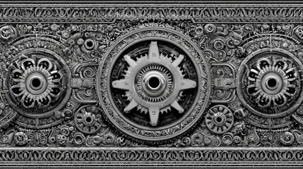 Intricate Collection of Metallic Gears and Clockwork Parts in Detailed Steampunk Design and Artistic Arrangement