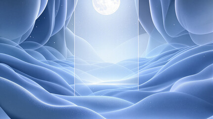 Abstract moonlight background with smooth curves and copy space