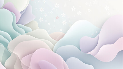 Abstract spring background with flowing organic shapes in pastel colors