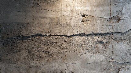 Obraz premium Textured Close-up of Weathered Concrete Wall with Cracks and Imperfections in Natural Light