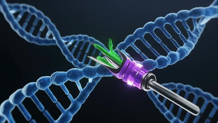 3D Animation of CRISPR Gene Editing Technology Editing DNA - Powered by Adobe