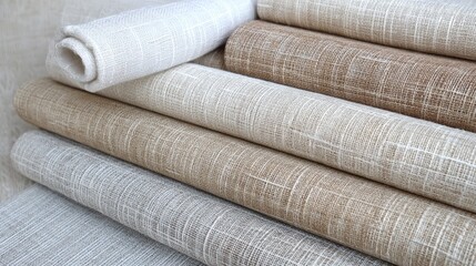 Rolls of Textured Fabric in Neutral Shades for Home Decor and Fashion Projects