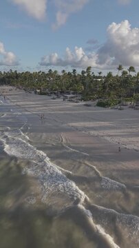 Aerial view of white sand beach and turquoise waters in Punta Cana, Dominican Republic.