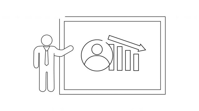 Business Presentation with Declining Graph and Person Icon.